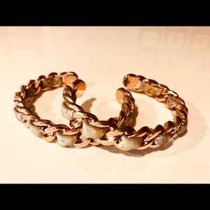 Set of 2 leather and metal cuff